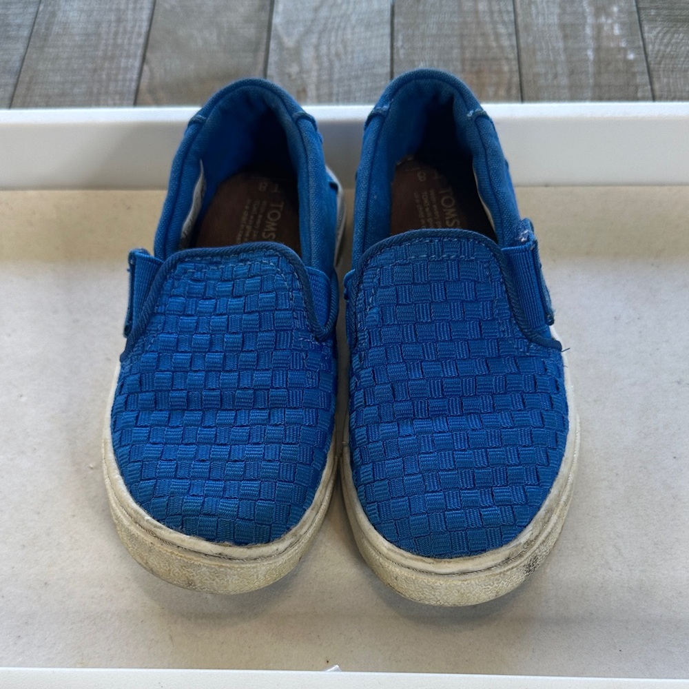 Toms Kids Toddler Blue Woven Slip On Sneakers